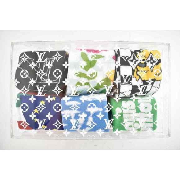 Louis Vuitton LV Archives 6 Socks Set Boite Scott Monogram Clear Plexiglass Box - Picture 5 of 12